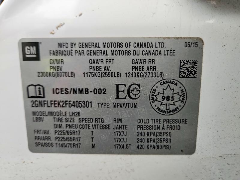 Продаж на аукціоні авто 2015 Chevrolet Equinox, vin: 2GNFLFEK2F6405301, номер лоту: 70519046