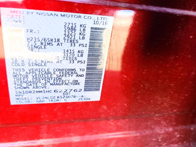 Aukcja sprzedaży 2017 Nissan Pathfinder, vin: 5N1DR2MM5HC622762, numer aukcji: 71828406