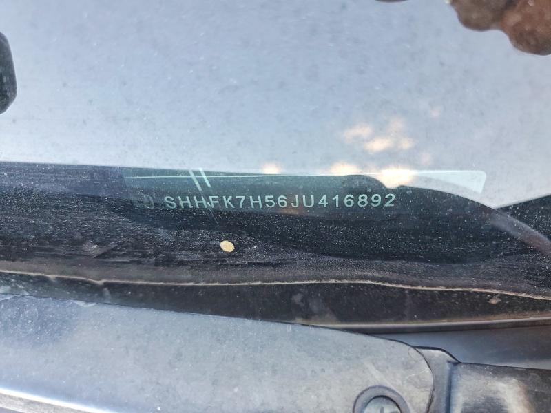 2018 Honda Civic მანქანა იყიდება აუქციონზე, vin: SHHFK7H56JU416892, აუქციონის ნომერი: 72017786