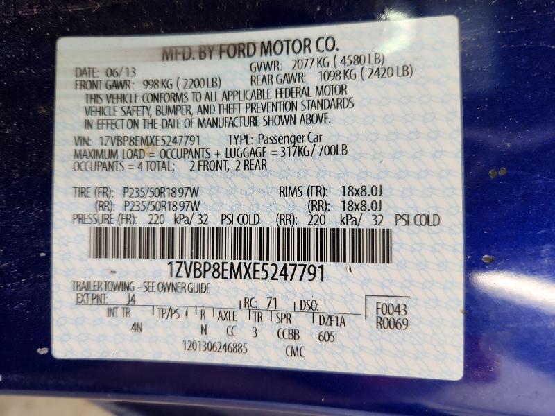 Продажа на аукционе авто 2014 Ford Mustang, vin: 1ZVBP8EMXE5247791, номер лота: 71298576