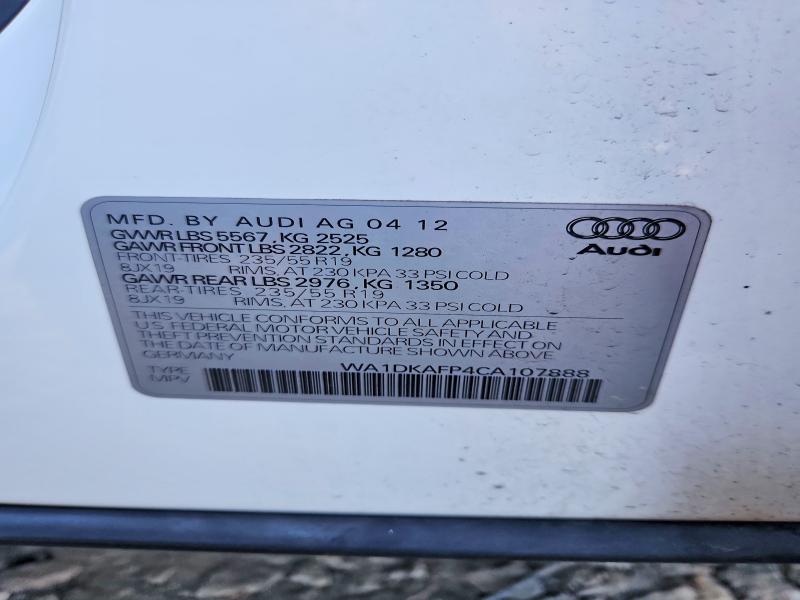 Aukcja sprzedaży 2012 Audi Q5, vin: WA1DKAFP4CA107888, numer aukcji: 71621096
