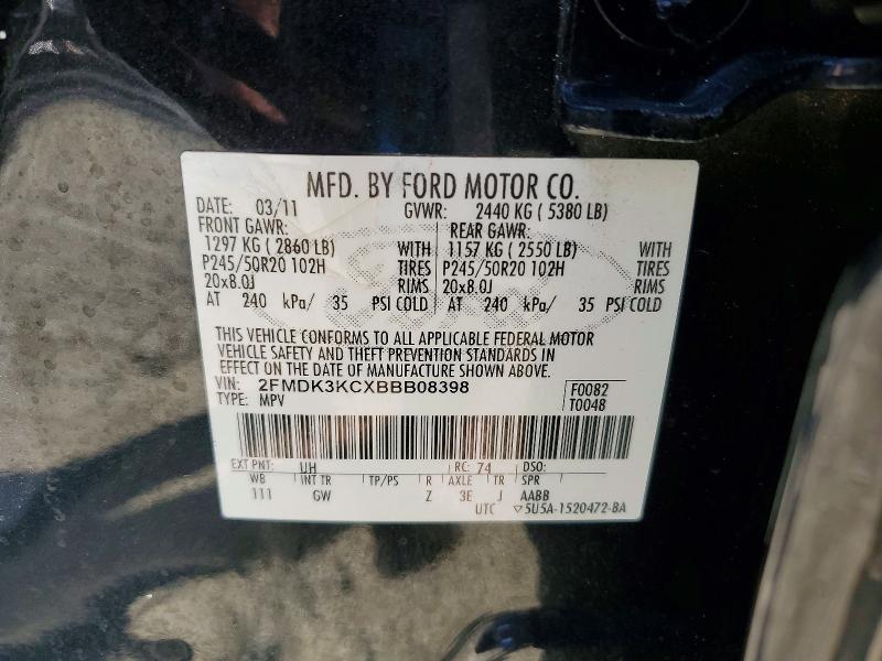Aukcja sprzedaży 2011 Ford Edge, vin: 2FMDK3KCXBBB08398, numer aukcji: 71437186