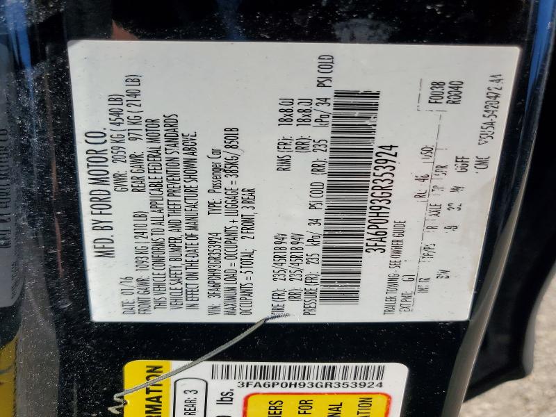 Продажа на аукционе авто 2016 Ford Fusion, vin: 3FA6P0H93GR353924, номер лота: 71265676