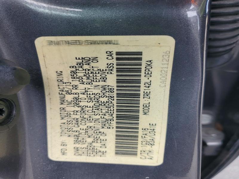 Aukcja sprzedaży 2013 Toyota Corolla, vin: 5YFBU4EE5DP201087, numer aukcji: 71569416