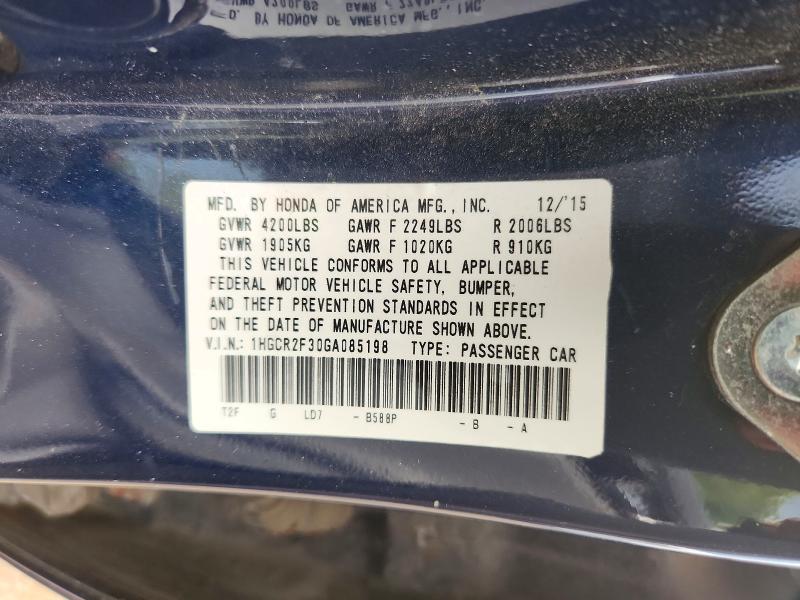 Aukcja sprzedaży 2016 Honda Accord, vin: 1HGCR2F30GA085198, numer aukcji: 70939976