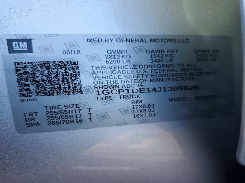 72361756 :رقم المزاد ، 1GCPTDE14J1309626 vin ، 2018 Chevrolet Colorado مزاد بيع