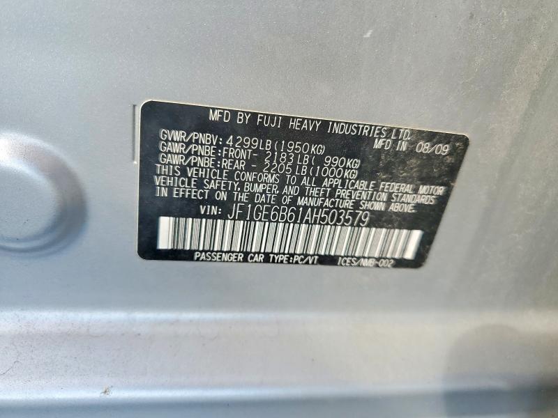 71378406 :رقم المزاد ، JF1GE6B61AH503579 vin ، 2010 Subaru Impreza مزاد بيع