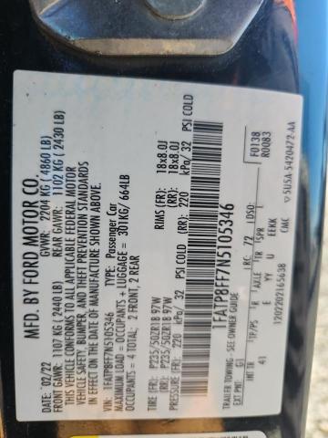 Продаж на аукціоні авто 2022 Ford Mustang, vin: 1FATP8FF7N5105346, номер лоту: 70628066