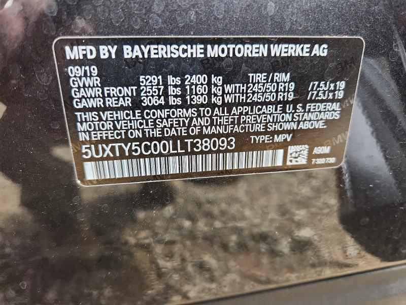 Aukcja sprzedaży 2020 Bmw X3, vin: 5UXTY5C00LLT38093, numer aukcji: 71303956