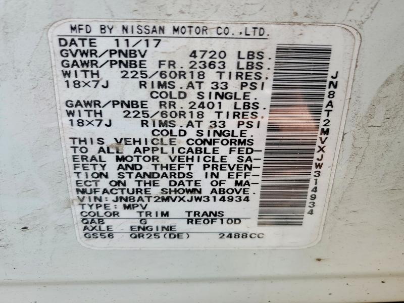 Aukcja sprzedaży 2018 Nissan Rogue, vin: JN8AT2MVXJW314934, numer aukcji: 70820576