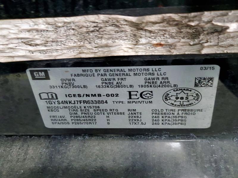 Продаж на аукціоні авто 2015 Cadillac Escalade, vin: 1GYS4NKJ7FR633884, номер лоту: 72430266