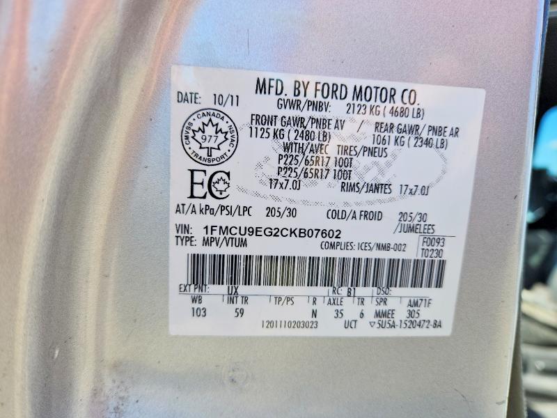 Продаж на аукціоні авто 2012 Ford Escape, vin: 1FMCU9EG2CKB07602, номер лоту: 70027256