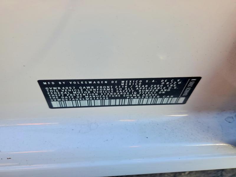 71186086 :رقم المزاد ، 3VWG57AUXLM014335 vin ، 2020 Volkswagen Golf مزاد بيع