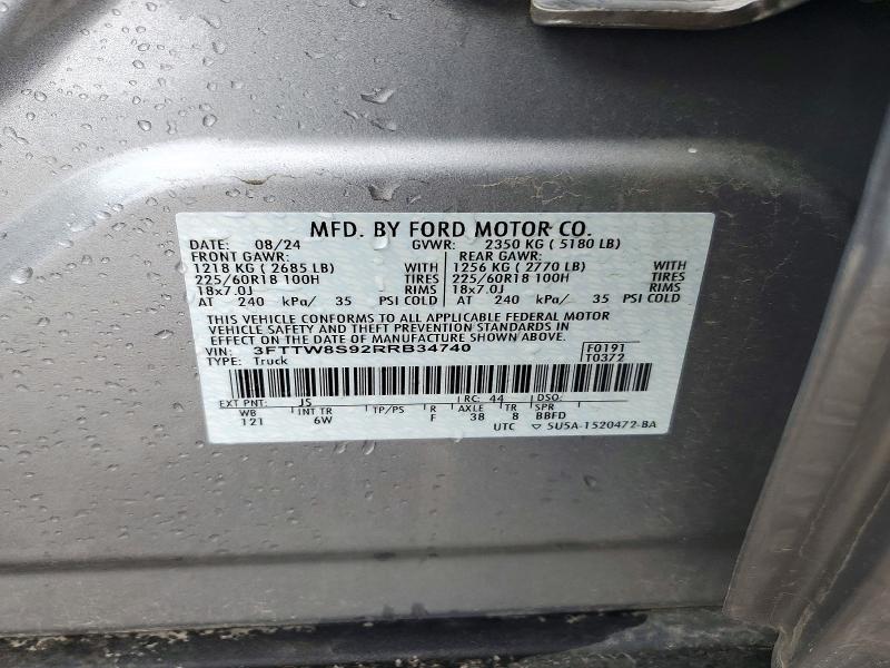 73262326 :رقم المزاد ، 3FTTW8S92RRB34740 vin ، 2024 Ford Maverick مزاد بيع