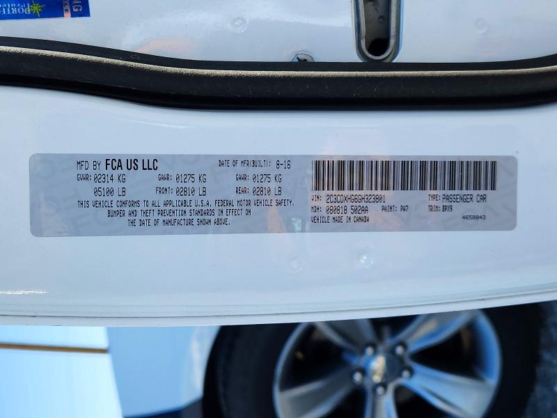 72991016 :رقم المزاد ، 2C3CDXHG6GH323801 vin ، 2016 Dodge Charger مزاد بيع