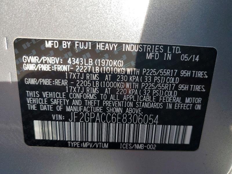 2014 Subaru Xv Crosstrek მანქანა იყიდება აუქციონზე, vin: JF2GPACC6E8306054, აუქციონის ნომერი: 73168256