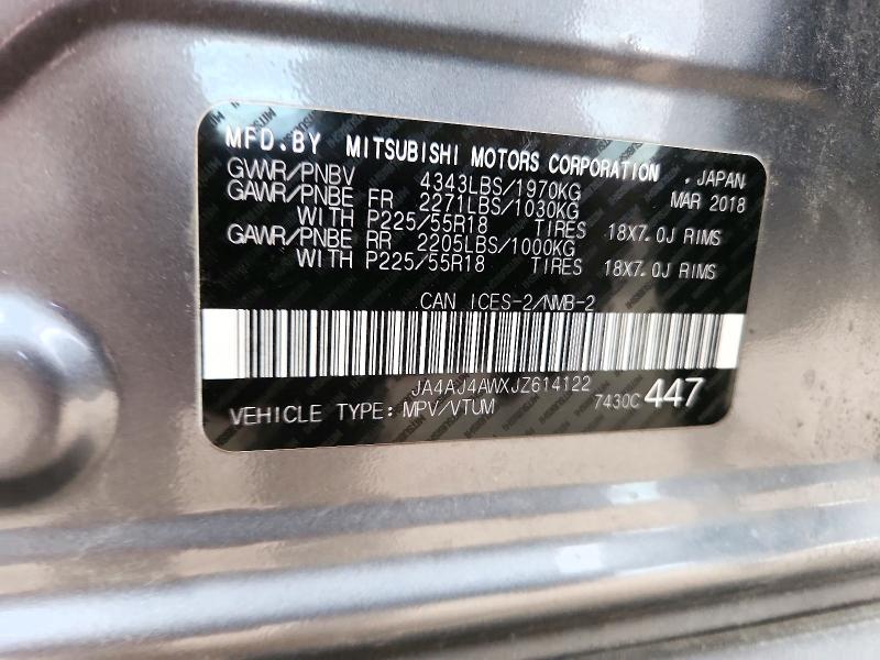 Продаж на аукціоні авто 2018 Mitsubishi Rvr, vin: JA4AJ4AWXJZ614122, номер лоту: 72233706