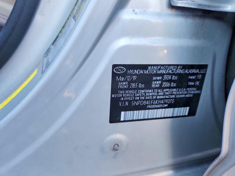 2019 Hyundai Elantra მანქანა იყიდება აუქციონზე, vin: 5NPD84LF6KH479273, აუქციონის ნომერი: 71639236