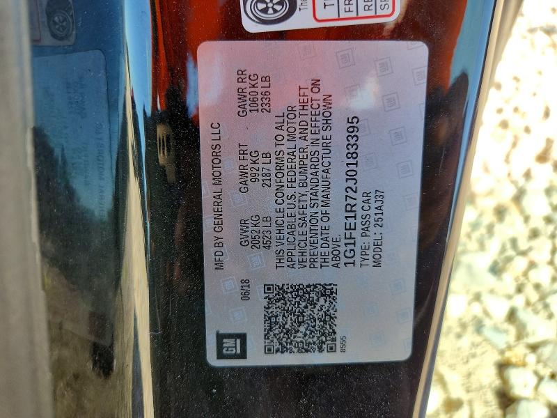 71761556 :رقم المزاد ، 1G1FE1R72J0183395 vin ، 2018 Chevrolet Camaro مزاد بيع
