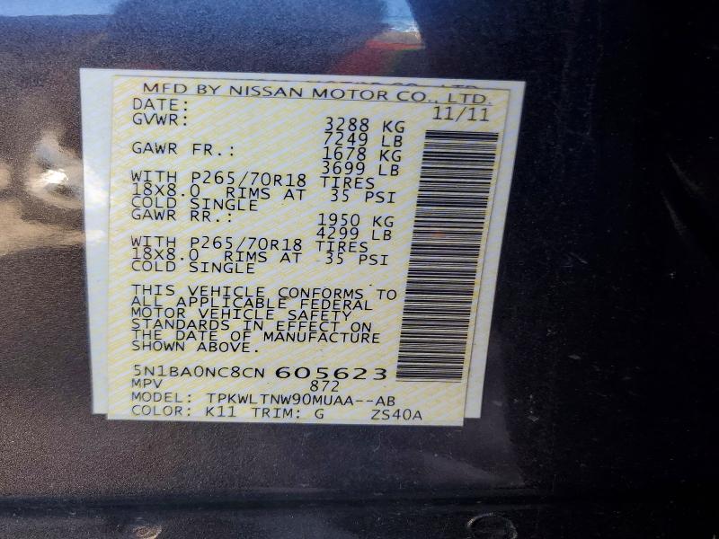 Продаж на аукціоні авто 2012 Nissan Armada, vin: 5N1BA0NC8CN605623, номер лоту: 69378476