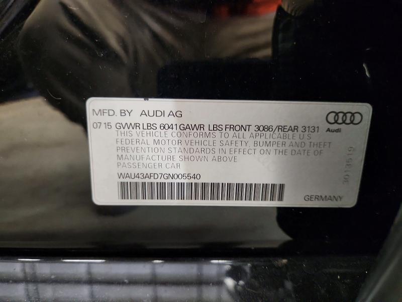 2016 Audi A8 მანქანა იყიდება აუქციონზე, vin: WAU43AFD7GN005540, აუქციონის ნომერი: 71965526