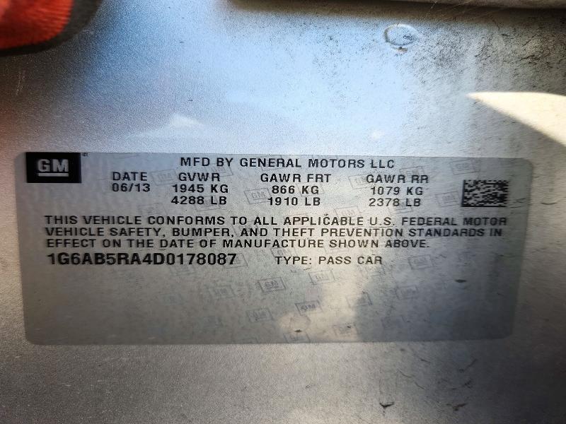 Aukcja sprzedaży 2013 Cadillac Ats, vin: 1G6AB5RA4D0178087, numer aukcji: 72900696