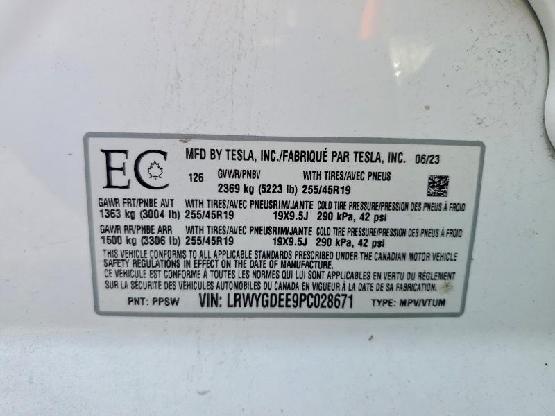 Продажа на аукционе авто 2023 Tesla Model Y, vin: LRWYGDEE9PC028671, номер лота: 69338706