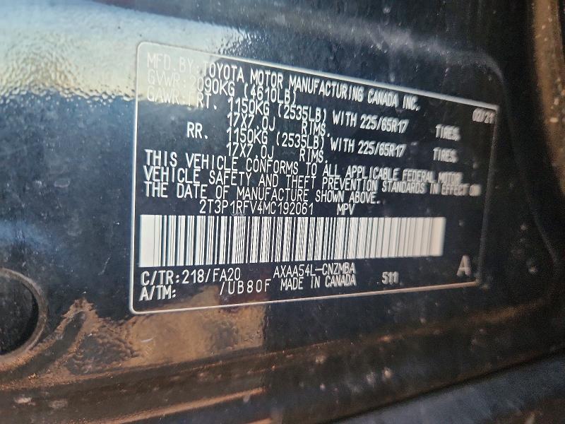 Aukcja sprzedaży 2021 Toyota Rav4, vin: 2T3P1RFV4MC192061, numer aukcji: 71141306