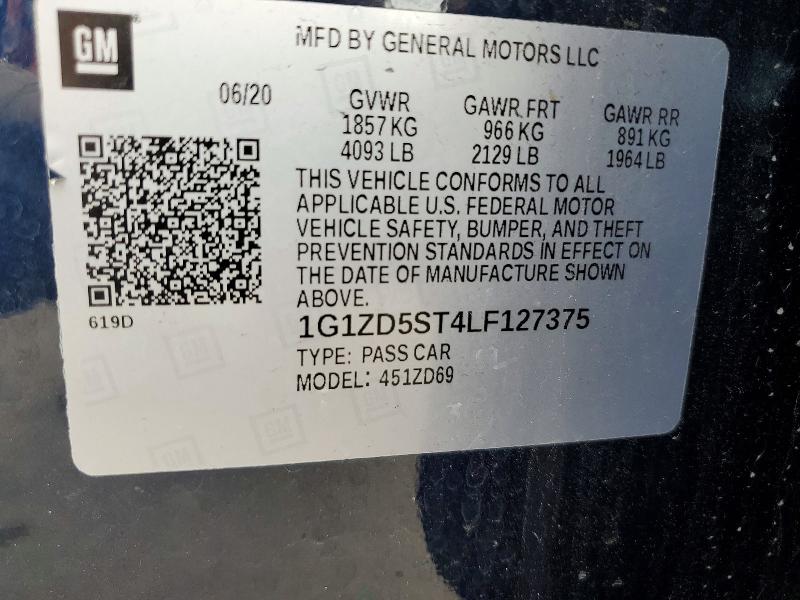 71424156 :رقم المزاد ، 1G1ZD5ST4LF127375 vin ، 2020 Chevrolet Malibu مزاد بيع