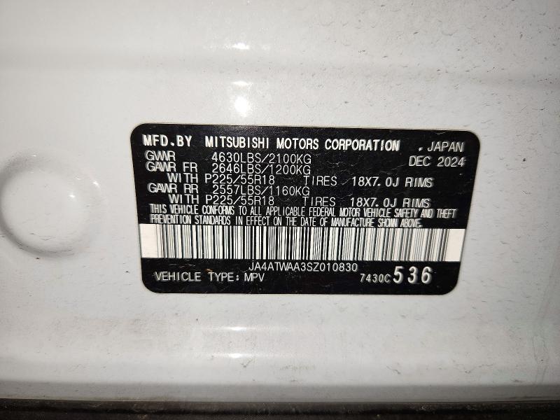 72324136 :رقم المزاد ، JA4ATWAA3SZ010830 vin ، 2025 Mitsubishi Eclipse Cross مزاد بيع