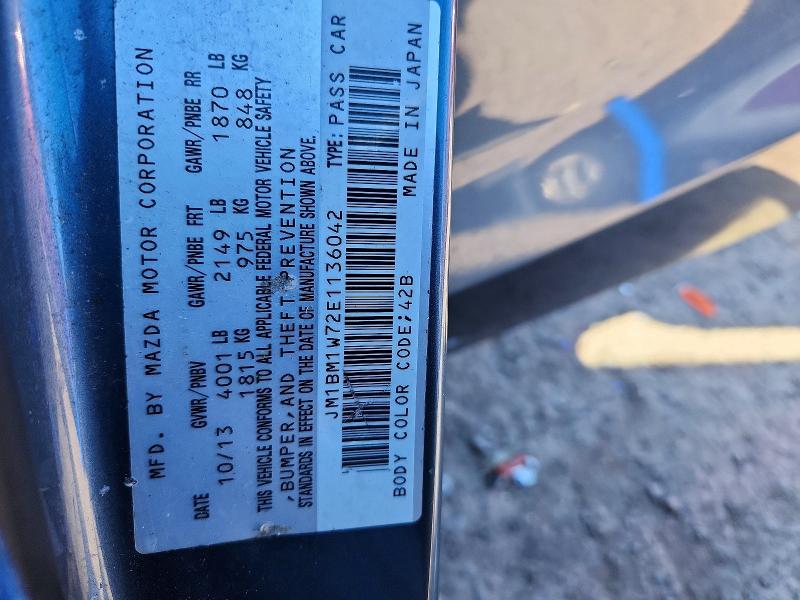 71954086 :رقم المزاد ، JM1BM1W72E1136042 vin ، 2014 Mazda 3 مزاد بيع