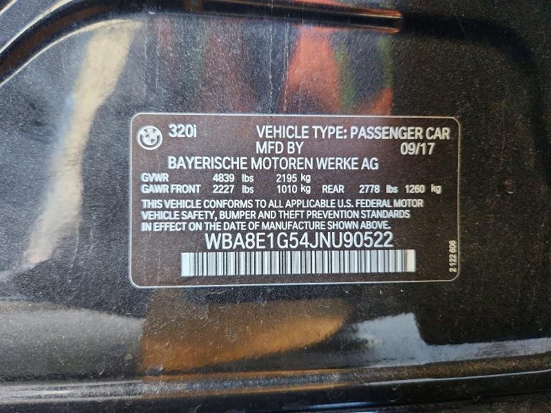 Aukcja sprzedaży 2018 Bmw 320, vin: WBA8E1G54JNU90522, numer aukcji: 72738296