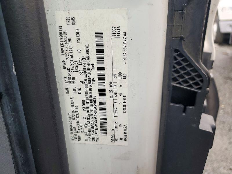 Продаж на аукціоні авто 2019 Ford Transit, vin: 1FTBW3XM5KKA20026, номер лоту: 71769086