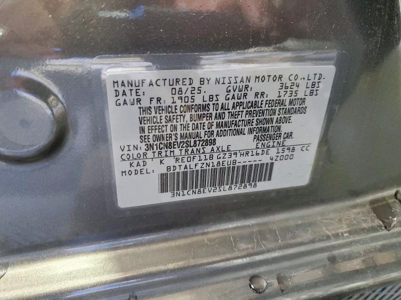 Продаж на аукціоні авто 2025 Nissan Versa, vin: 3N1CN8EV2SL872898, номер лоту: 73046976