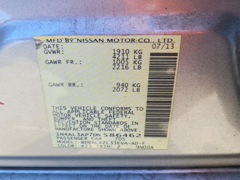 2013 Nissan Altima მანქანა იყიდება აუქციონზე, vin: 1N4AL3AP7DN586462, აუქციონის ნომერი: 71657766