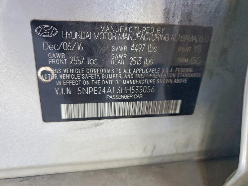 2017 Hyundai Sonata მანქანა იყიდება აუქციონზე, vin: 5NPE24AF3HH535056, აუქციონის ნომერი: 71486146