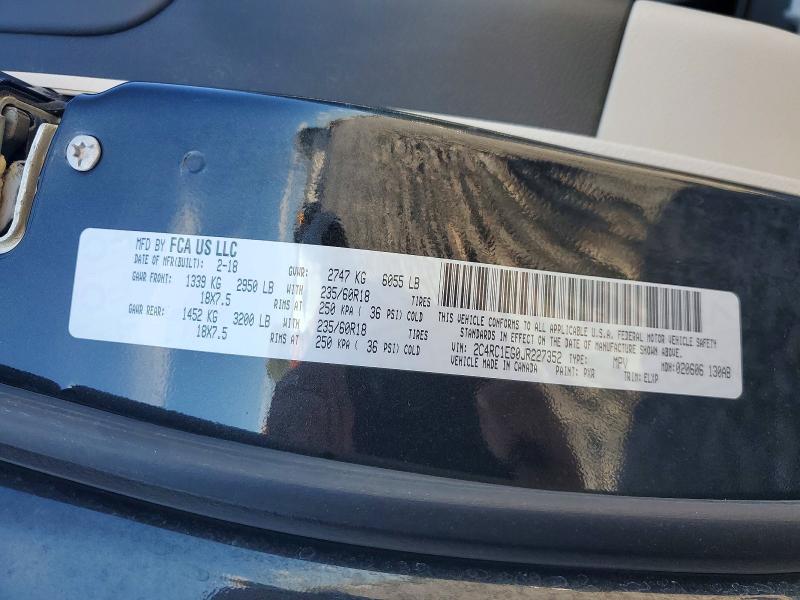 72301466 :رقم المزاد ، 2C4RC1EG0JR227352 vin ، 2018 Chrysler Pacifica مزاد بيع