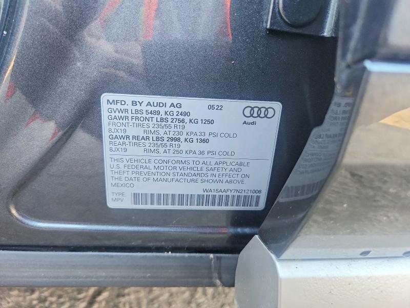 69518316 :رقم المزاد ، WA15AAFY7N2121006 vin ، 2022 Audi Q5 مزاد بيع