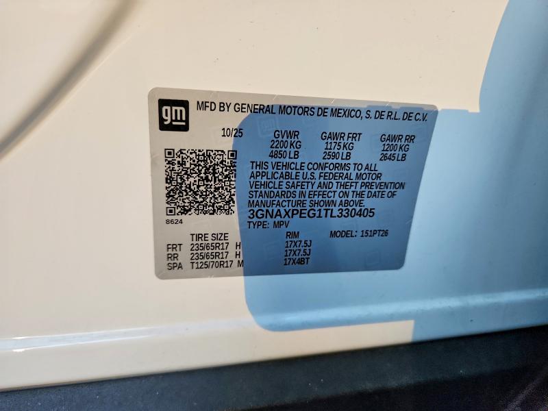2026 Chevrolet Equinox მანქანა იყიდება აუქციონზე, vin: 3GNAXPEG1TL330405, აუქციონის ნომერი: 71637206