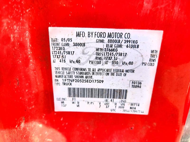 Aukcja sprzedaży 2005 Ford F250, vin: 1FTNF20525ED17509, numer aukcji: 70943406