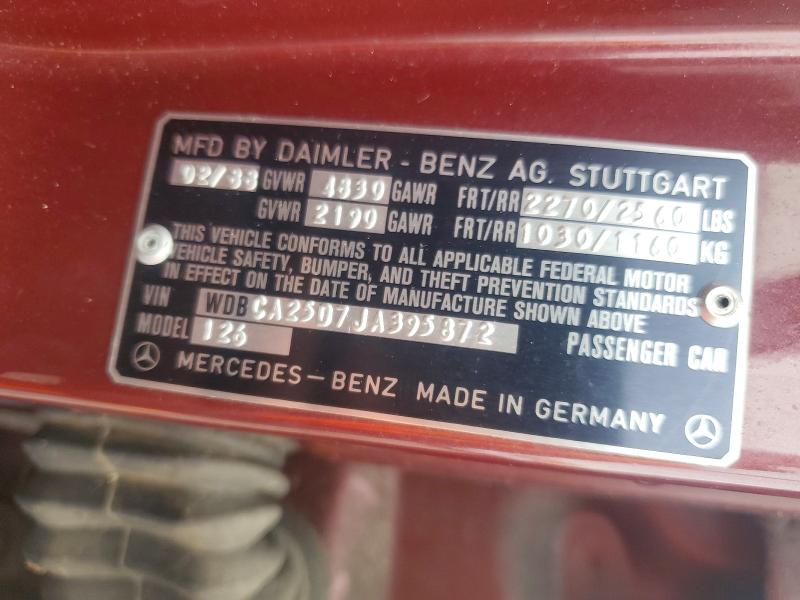 70569816 :رقم المزاد ، WDBCA25D7JA395872 vin ، 1988 Mercedes-benz 300 مزاد بيع