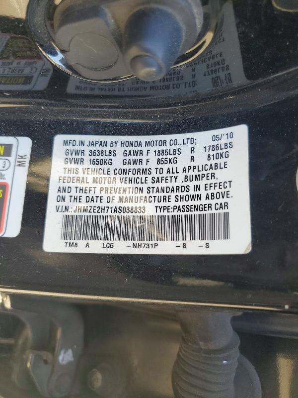 Auction sale of the 2010 Honda Insight, vin: JHMZE2H71AS038833, lot number: 71841506