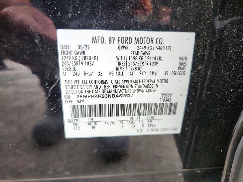 Продажа на аукционе авто 2022 Ford Edge, vin: 2FMPK4K93NBA62537, номер лота: 72252206