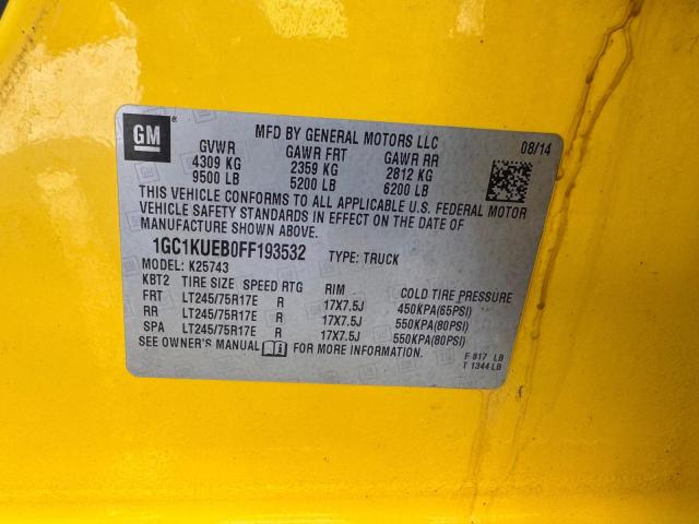 72824056 :رقم المزاد ، 1GC1KUEB0FF193532 vin ، 2015 Chevrolet Silverado مزاد بيع