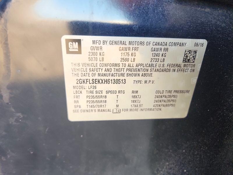 Aukcja sprzedaży 2017 Gmc Terrain, vin: 2GKFLSEKXH6130513, numer aukcji: 72428986