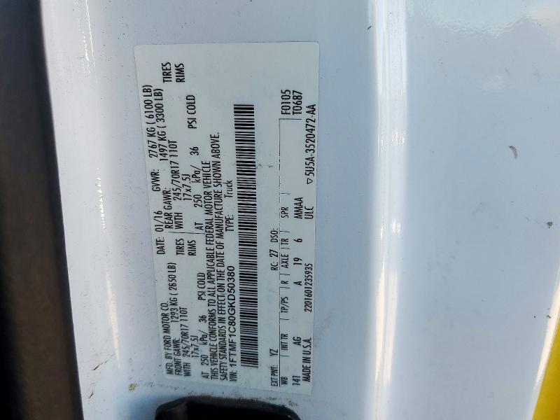 72223876 :رقم المزاد ، 1FTMF1C80GKD50380 vin ، 2016 Ford F150 مزاد بيع