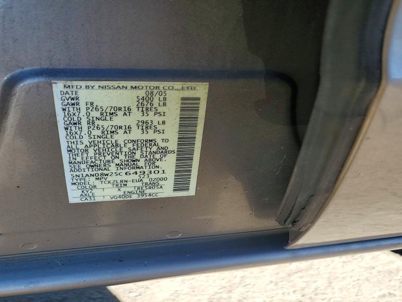 Продажа на аукционе авто 2005 Nissan Xterra, vin: 5N1AN08W25C649301, номер лота: 71809376