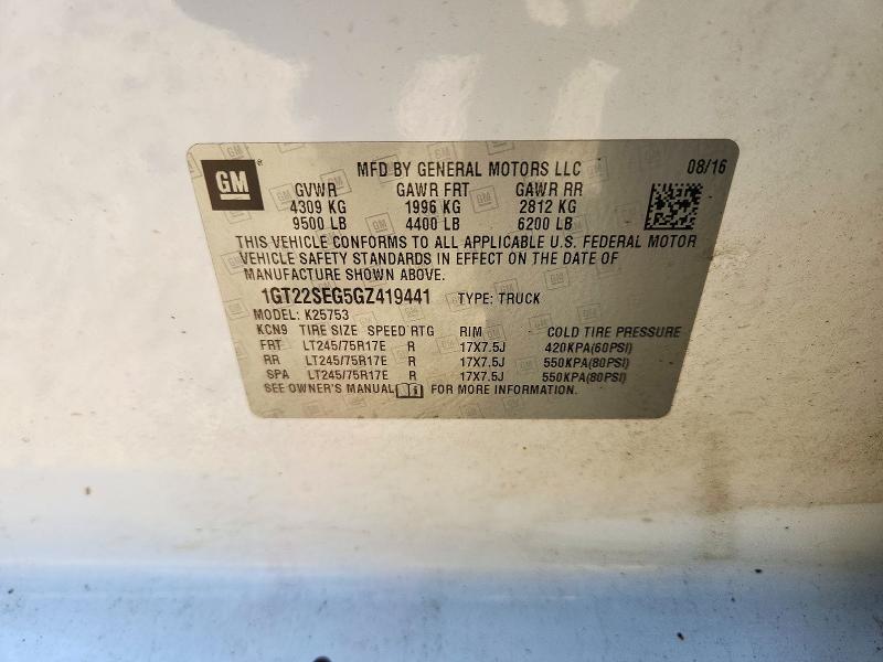 2016 Gmc Sierra მანქანა იყიდება აუქციონზე, vin: 1GT22SEG5GZ419441, აუქციონის ნომერი: 69564406