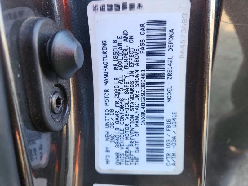2009 Toyota Corolla მანქანა იყიდება აუქციონზე, vin: 1NXBU40E29Z060461, აუქციონის ნომერი: 71822176