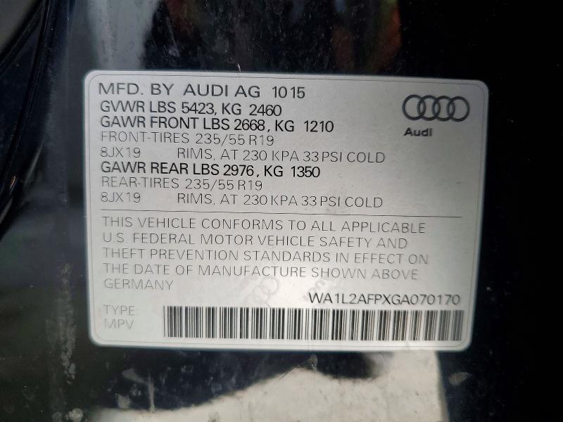 Продажа на аукционе авто 2016 Audi Q5, vin: WA1L2AFPXGA070170, номер лота: 73160566